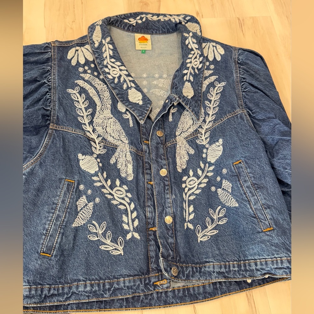 FARM Rio Blue Embroidered Overalls - Picture 2 of 4